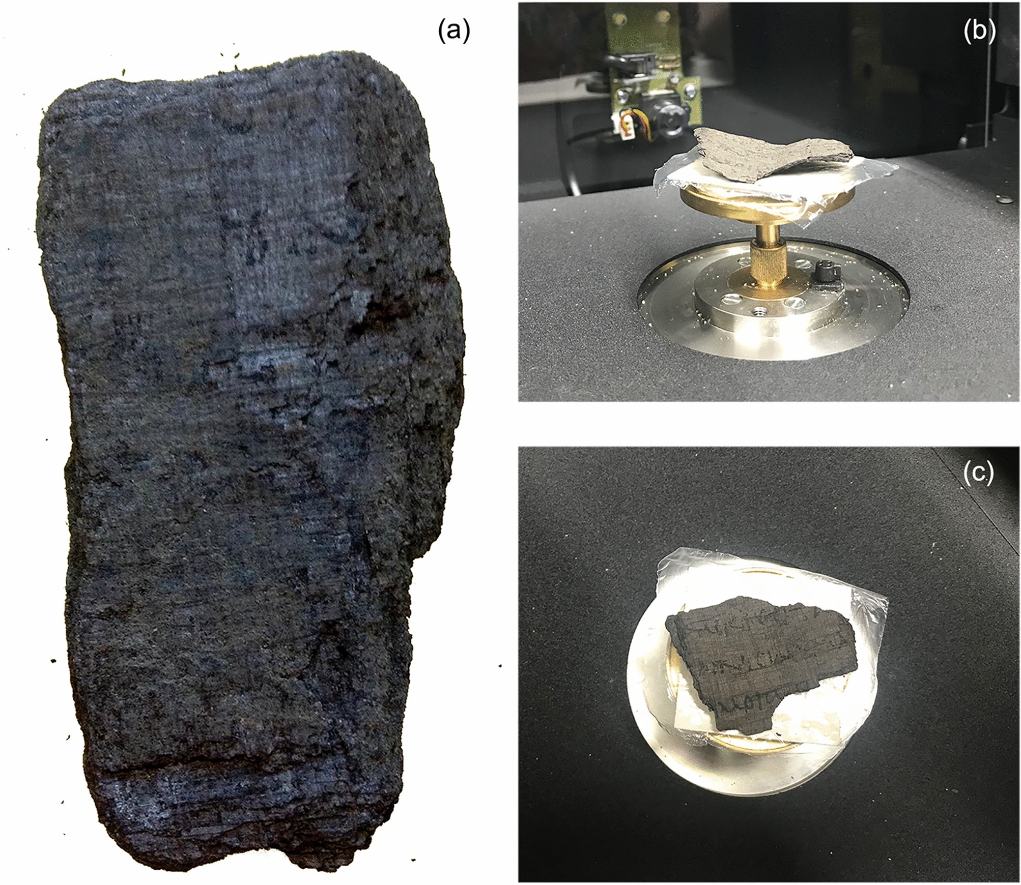 Carbonized Herculaneum papyrus fragments